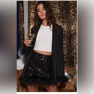 12th Tribe DARLING BLACK SEQUIN NOVELTY MINI SKIRT